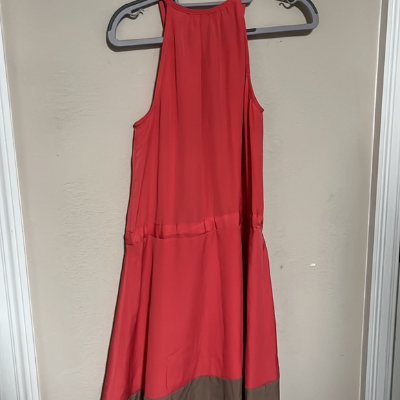 Bar III Sleeveless Coral and Tan Colorblock Dress - Picture 7 of 7
